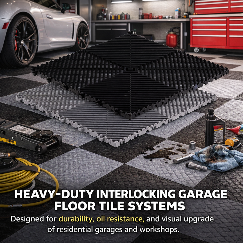 TitanGrid Core Interlocking Garage Tile Duo